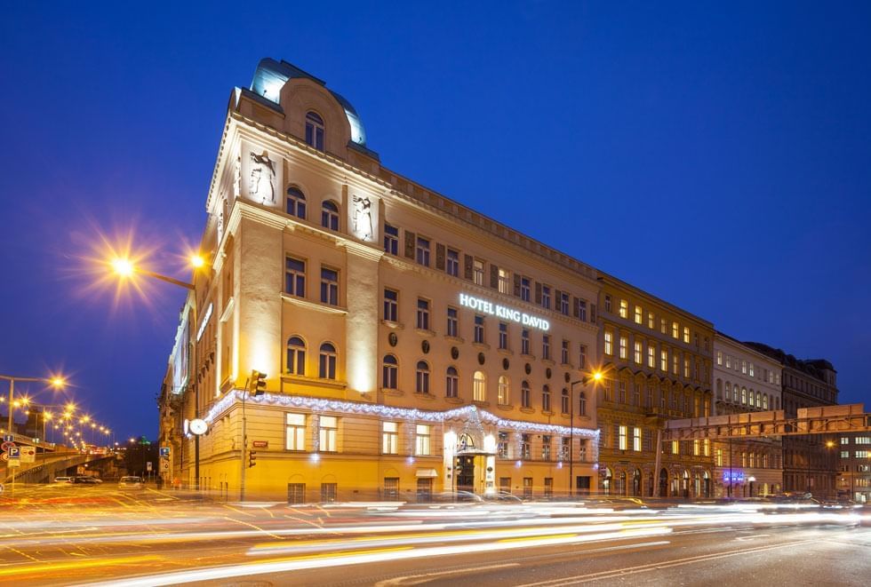 King David Hotel Prague exterior at night
